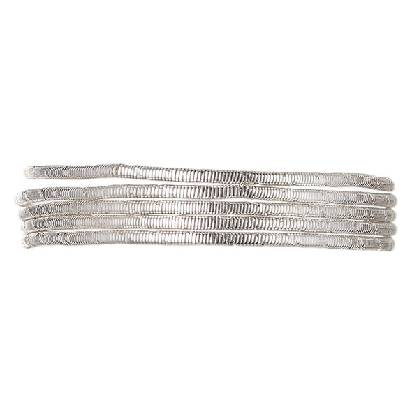 French wire, silver-plated copper, 1mm fancy tube. Sold per approximately 13-1/2 to 15 inch strand. image number 0