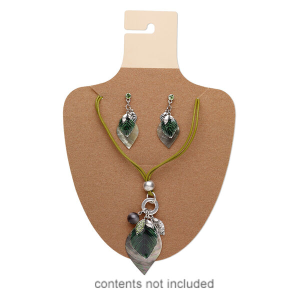 Necklace / earring card, flocked plastic, camel, 9-1/2 x 6-1/2 inches. Sold per pkg of 10. image number 1