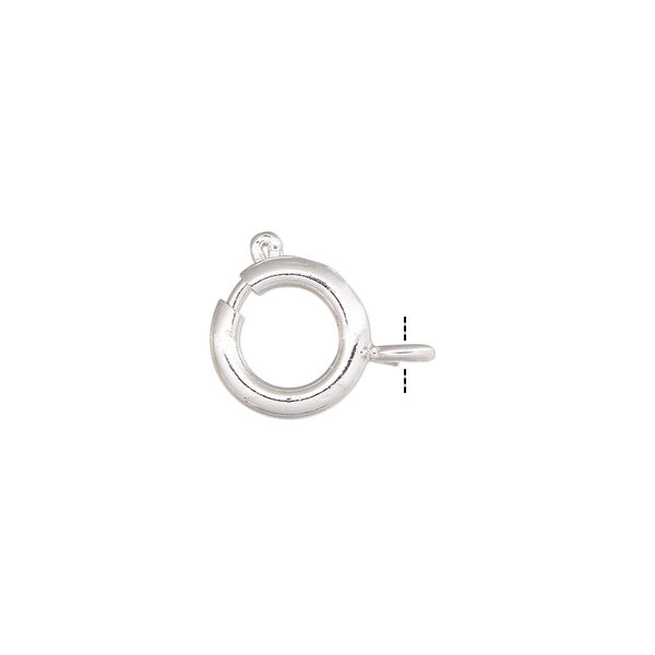 Clasp, springring, silver-plated brass, 9mm. Sold per pkg of 10. image number 0