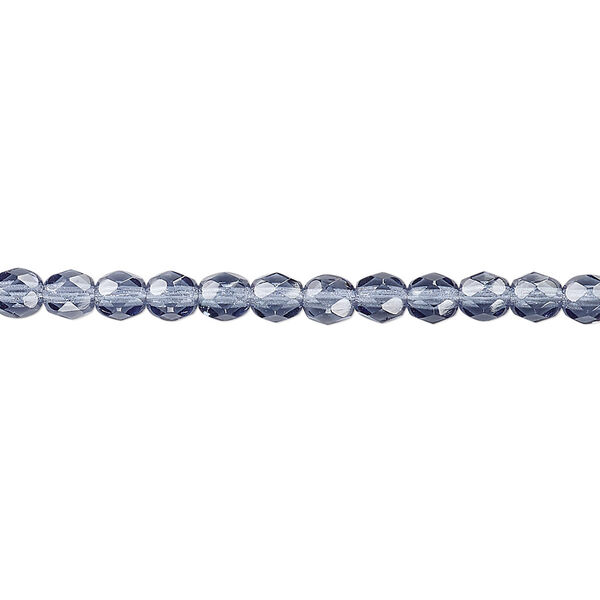 Bead, Czech fire-polished glass, Montana blue, 4mm faceted round. Sold per 15-1/2" to 16" strand, approximately 100 beads. image number 0