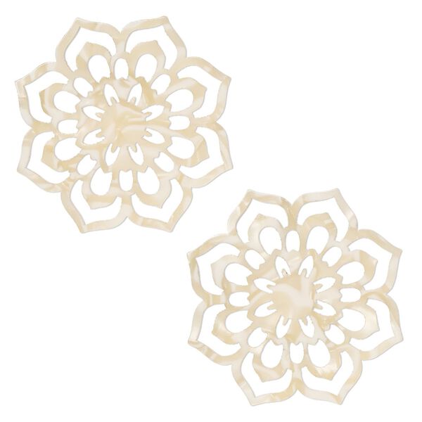 Focal, resin, tan, 50mm flower with cutouts. Sold per pkg of 2. image number 0