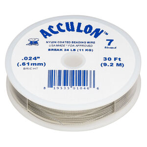 Beading wire, Acculon®, nylon-coated stainless steel, clear, 7 strand, 0.024-inch diameter. Sold per 30-foot spool.