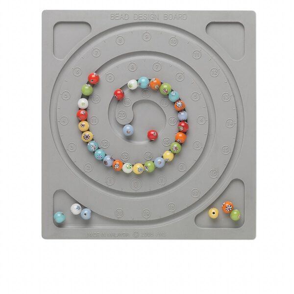 Bead board, silicone rubber, grey, 7 x 7-1/2 x 1/4 inch rectangle with spiral design. Sold individually. image number 0