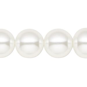 Bead, crystal pearl, white, 16mm round. Sold per 15-1/2" to 16" strand, approximately 25 beads.