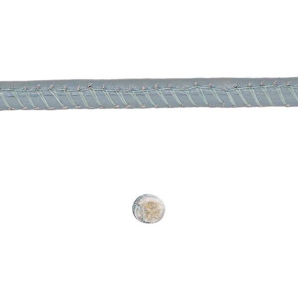 Cord, leather and cotton (dyed), grey, 4mm zigzag-stitched round. Sold per 5-yard section. image number 0