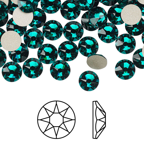Flat back 288pk emerald foil back, Swarovski® 6.32-6.5mm rose round SS30 2088 image number 0