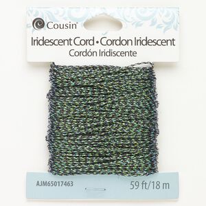 Cord nylon 1pk 1mm round, iridescent green black 18 meter