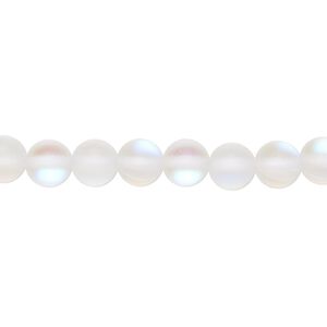 Bead, iridescent glass, translucent matte clear, 6mm round. Sold per 15-1/2" to 16" strand.