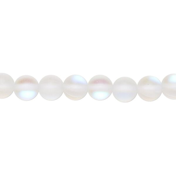 Bead, iridescent glass, translucent matte clear, 6mm round. Sold per 15-1/2" to 16" strand. image number 0