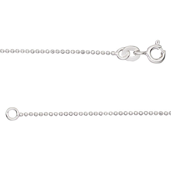 Chain, Gossamer™, sterling silver, 1mm faceted ball, 18 inches with springring clasp. Sold individually. image number 0