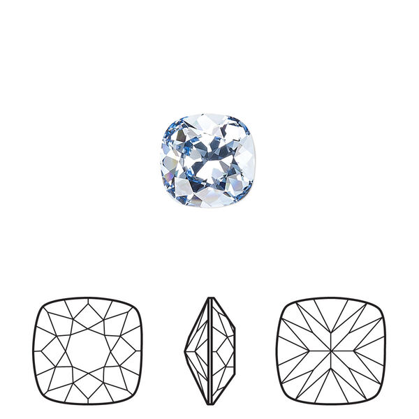 Fancy stone 2pk light sapphire foil back, Crystal Passions® 10mm cushion 4470 image number 0