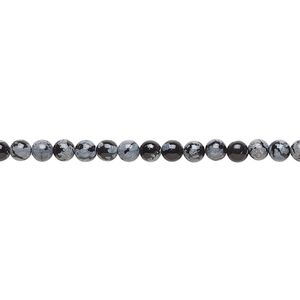 Snowflake obsidian 1pkg1, round bead natural 15.5-16 inch 3mm
