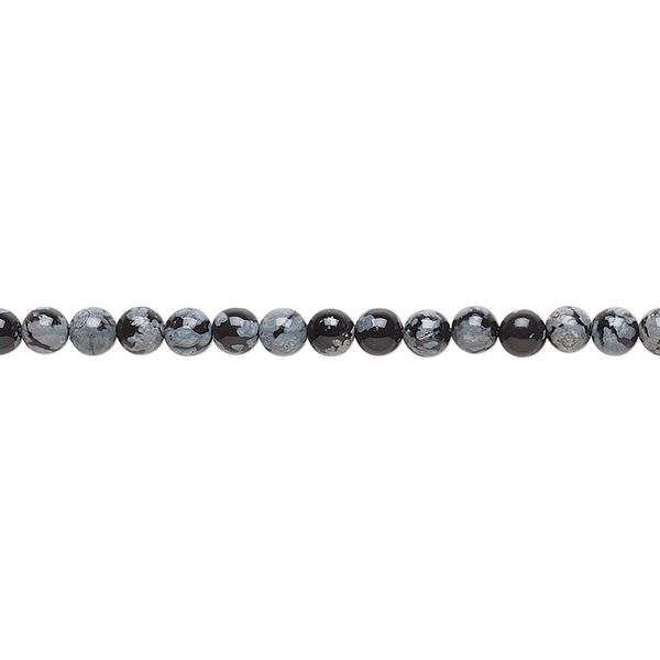 Snowflake obsidian 1pkg1, round bead natural 15.5-16 inch 3mm image number 0