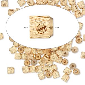 Crimp, Screw-Tite Crimps™, gold-plated copper, 3.5mm barrel, for wire up to 0.024 inches. Sold per pkg of 144 (1 gross).