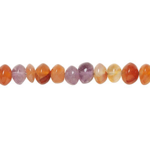 Multi-gemstone 1pkg1, hand-cut saucer bead, 13 inch 6x3mm-7x4mm