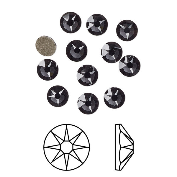 Flat back 1440pk graphite foil back, Swarovski® 4.6-4.8mm rose round SS20 2088 image number 0