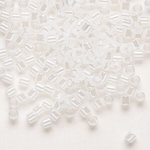 Seed bead, Delica®, glass, pkg/50g, #8 round, translucent luster opal (DBL-0231).