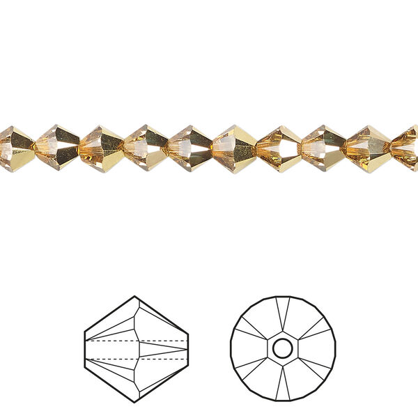 Bead 1pkg24 crystal aurum, Crystal Passions® 5mm bicone 5328 image number 0