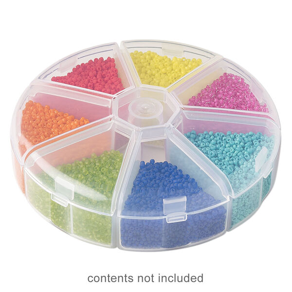 Organizer, plastic, clear, 4-1/4 x 1-1/4 inch round with 7 compartments. Sold individually. image number 0