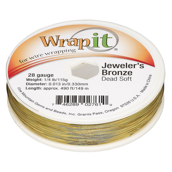 Wire, Wrapit®, jeweler's bronze, dead-soft, round, 28 gauge. Sold per 0.25-pound spool, approximately 490 feet. image number 0
