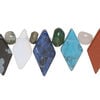 Multi-gemstone / brown goldstone 1pkg1, double-drilled diamond / pebble bead 13 inch 18x10mm-23x16mm / small image number 0