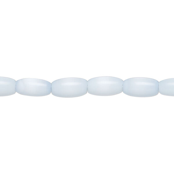 Bead, fiber optic glass, pkg/14 inch, opaque pale blue, 8x4mm center-drilled oval. image number 0