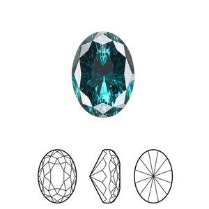Fancy stone 1pk emerald foil back, Crystal Passions® 18x13mm magical oval 4160