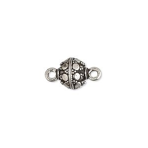 Clasp magnetic 1pkg1 sterling silver, 9mm round, antiqued 1-strand