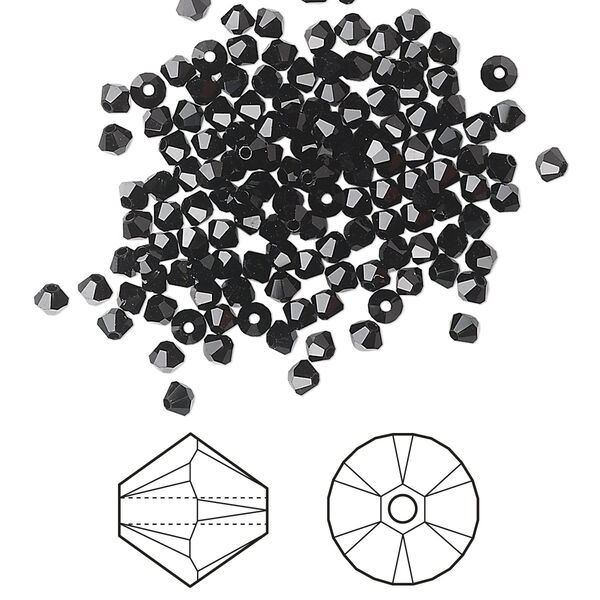 Bead 1440pk jet, Swarovski® 2.5mm XILION bicone 5328 image number 0