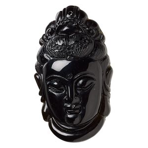 Black obsidian 1pkg1, Quan Yin focal natural 47x27mm