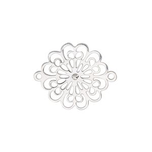 Link, sterling silver, 19.5mm single-sided flower. Sold individually.