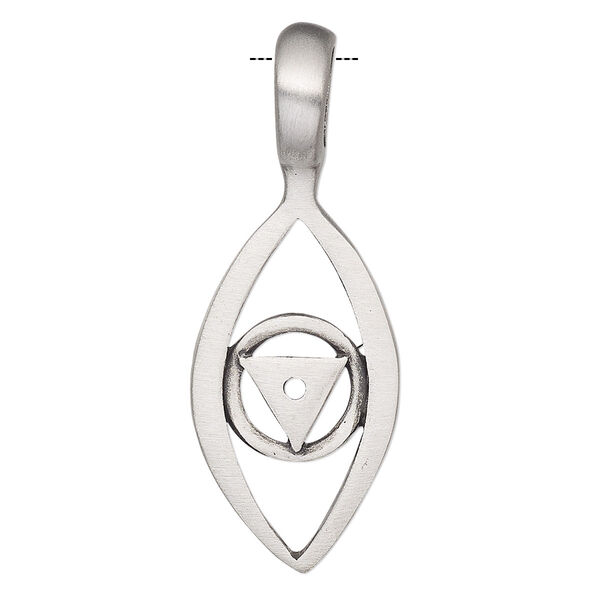 Pendant, Powerful Pewter Pendants, antiqued pewter (tin-based alloy), 42x16mm single-sided eye with 6mm hole. Sold individually. image number 0