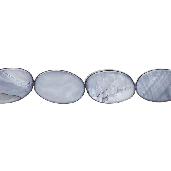 Mother-of-pearl shell 1pkg1, flat oval bead 15 inch blue steel 13x8mm-14x9mm image number 0