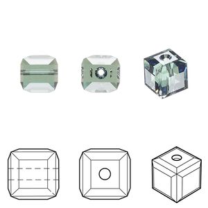 Bead 6pk erinite, Crystal Passions® 8mm cube 5601