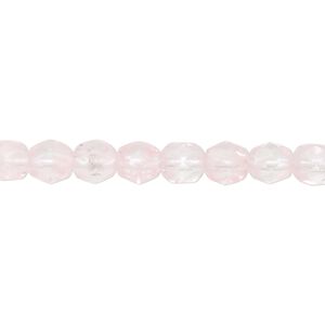 Bead, Czech fire-polished glass, clear and pink, 6mm faceted round. Sold per 16-inch strand, approximately 65 beads.