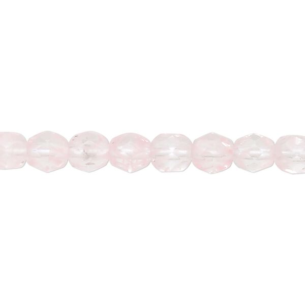 Bead, Czech fire-polished glass, clear and pink, 6mm faceted round. Sold per 16-inch strand, approximately 65 beads. image number 0