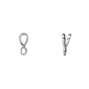 Bail, rabbit ear, antiqued sterling silver, 8x5mm with open loop. Sold per pkg of 4.