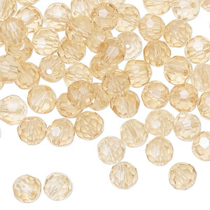 Bead 144pk translucent crystal golden shadow, Celestial Crystal® 6mm round