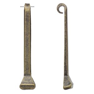 Focal, antique brass-plated carbon steel, 43x8mm horseshoe nail with curl. Sold per pkg of 4.