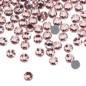 Flat back, Dance With Me™ crystal hotfix rhinestone, light rose, foil back, 4.6-4.8mm rose, SS20. Sold per pkg of 144 (1 gross).