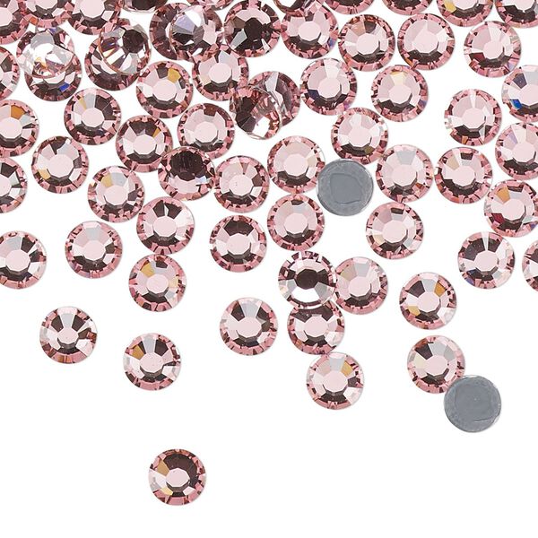 Flat back, Dance With Me™ crystal hotfix rhinestone, light rose, foil back, 4.6-4.8mm rose, SS20. Sold per pkg of 144 (1 gross). image number 0