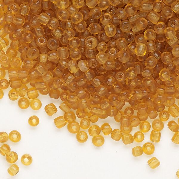 Seed bead, glass, pkg/50g, #8 round, translucent topaz. image number 0