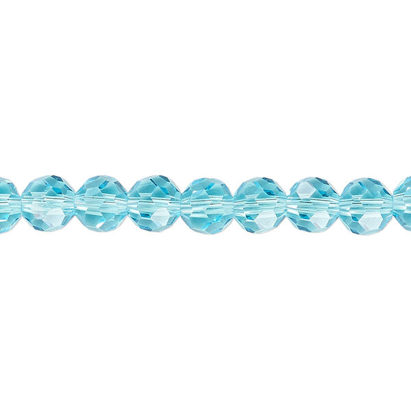 Bead 1pk 32 facets transparent turquoise blue, Celestial Crystal® 6mm round 15.5-16 inch image number 0