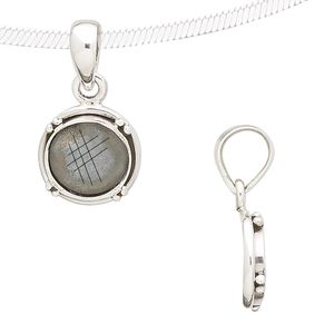 Pendant, antiqued sterling silver, 25x13mm with bumpy design and 10mm round bezel setting. Sold individually.