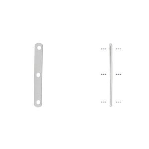 Spacer bar, sterling silver, 19x2.5mm 3-strand rounded rectangle, 8mm hole to hole. Sold per pkg of 10.