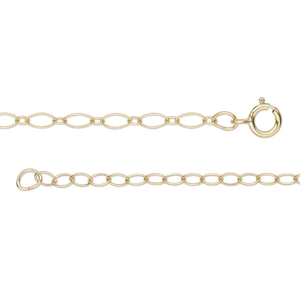 Chain, 14Kt gold-filled, 2.5mm long and short oval, 16 inches with 2-inch extender chain and springring clasp. Sold individually. image number 0