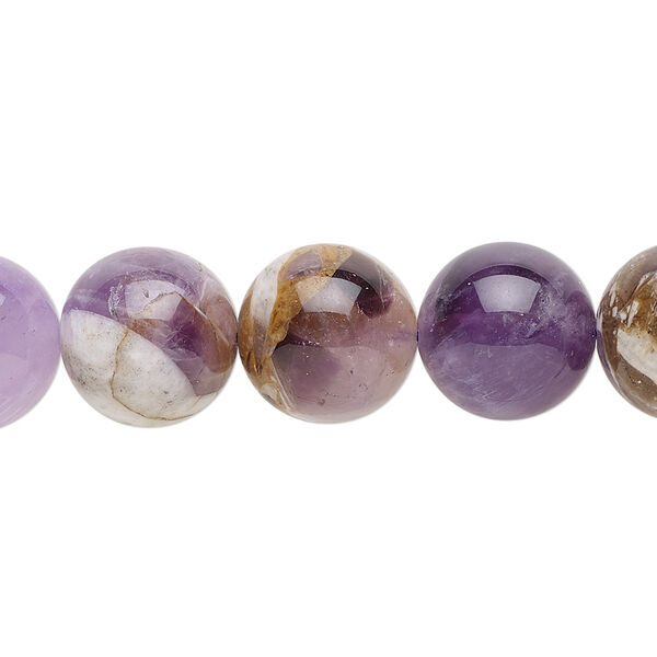 Bead, flower amethyst (natural), 12mm round, B grade, Mohs hardness 7. Sold per 15-1/2" to 16" strand. image number 0