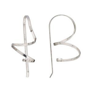 Ear wire 1pkg2 sterling silver, 21mm spiral / flat wire / open loop, 17 gauge 1 pair