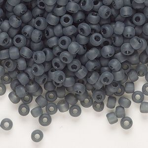 Seed bead, Dyna-Mites™, glass, transparent matte grey, #6 round. Sold per 1/2 kilogram pkg.