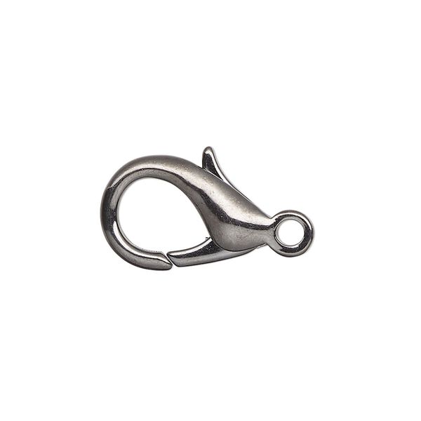 Clasp, lobster claw, gunmetal-plated brass, 19x12mm. Sold per pkg of 10. image number 0